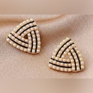 Pearl Triangle Earrings